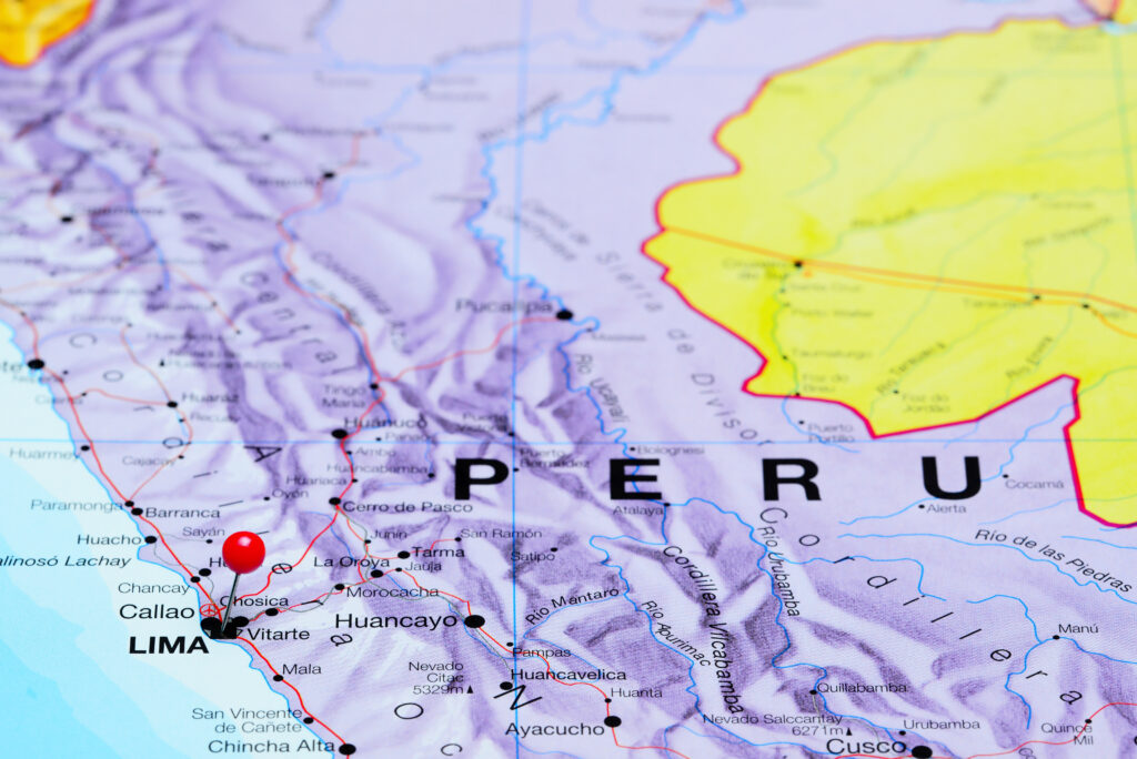 Lima op de kaart van Peru