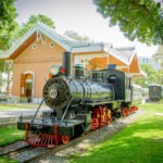 Oude locomotief in het Reducto Park, Miraflores